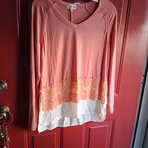 Coral Lace Accent Women's Tunic
